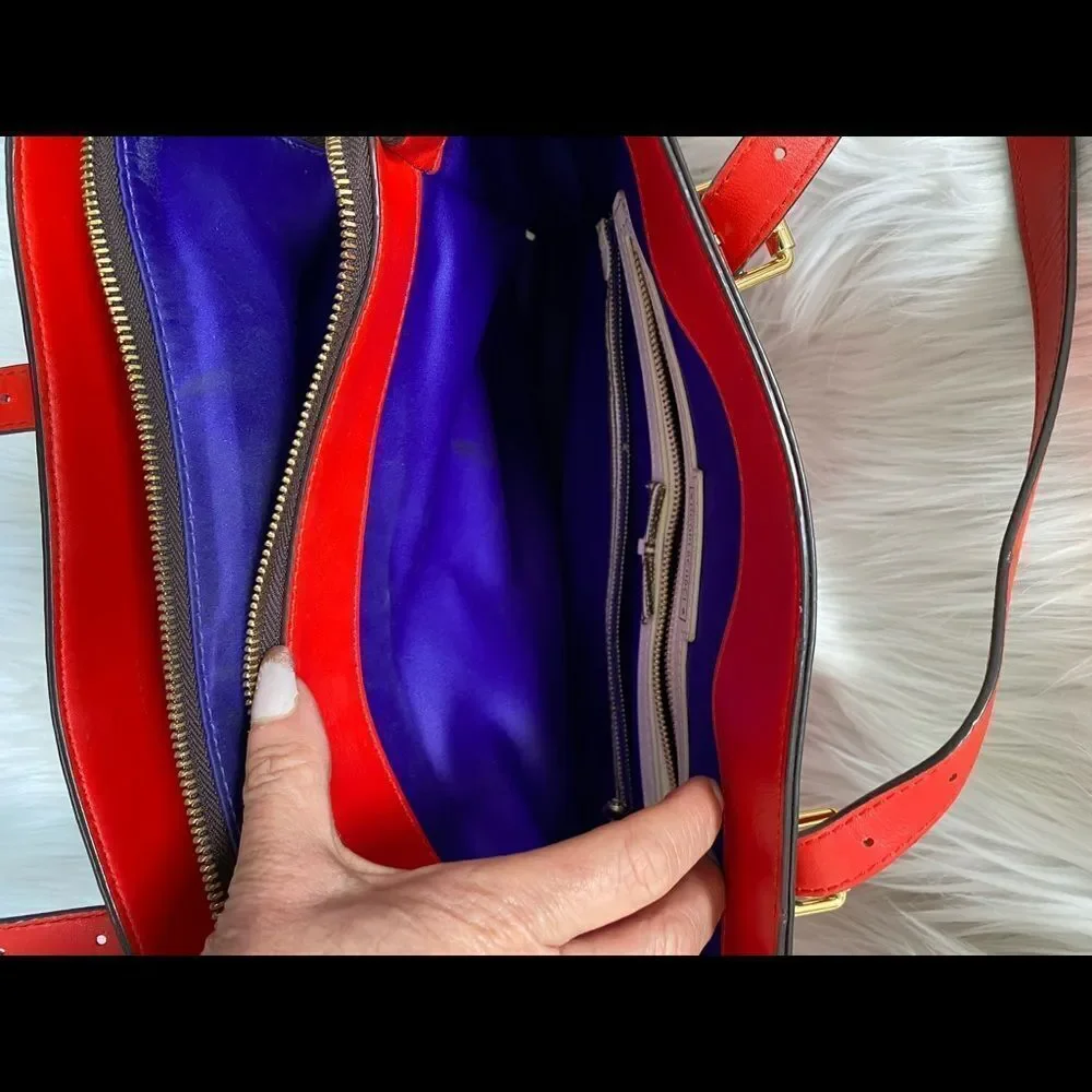 Henri Bendel Leather Centennial Stripe Satchel